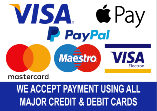 we accept payment using all major credit & debit cards